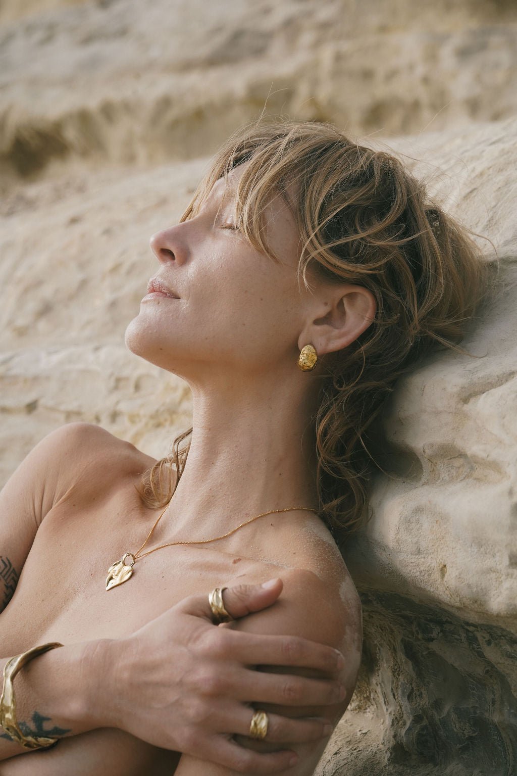 Gold Nugget Dome Earrings