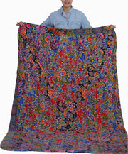 Handmade Reversible Printed Batik Quilt Blanket Throw, Quilt Patchwork, Upcycled, size 55 x 87 inches