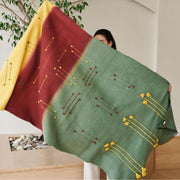 Avocado Green Multi Color Warm Hues Hand Woven Hand Knotted Textured Merino Throw