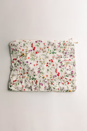 Wildflower Waltz | Timeless Floral Ruffle Zipper Pouch