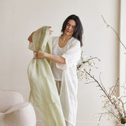 Soya Pastel Lime Green Hand Woven Soft Linen Scarf