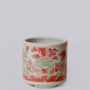Pink and Green Porcelain Four Seasons Footed Cachepot