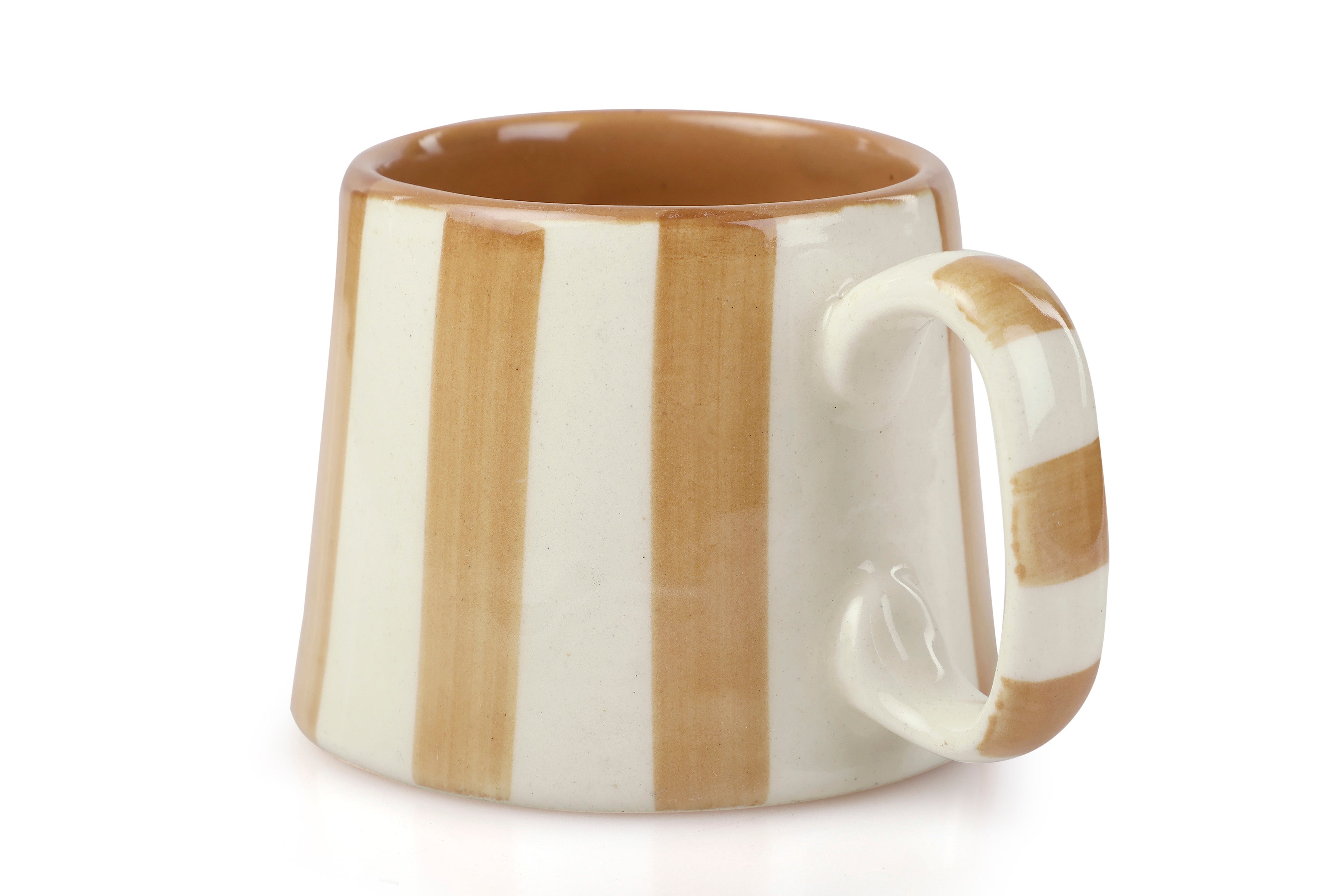 Ceramic Brown Stripe  Coffee cup - 3.5 x 2.5 Inches ( Set of 2 )