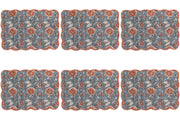 Set of 6 Dahlia Block Print Kantha Placemat