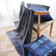 Alloy Dark Blue Stripes Pattern Soft Merino Linen Handloom Throw