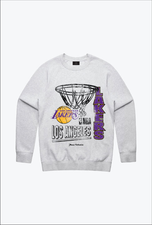 Los Angeles Lakers Basketball Net Crewneck - Ash
