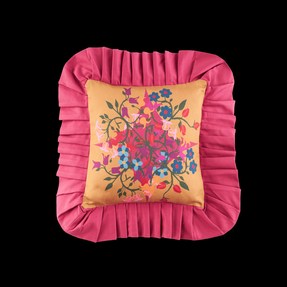 Ruffled Pillow Cover Blumen Orange