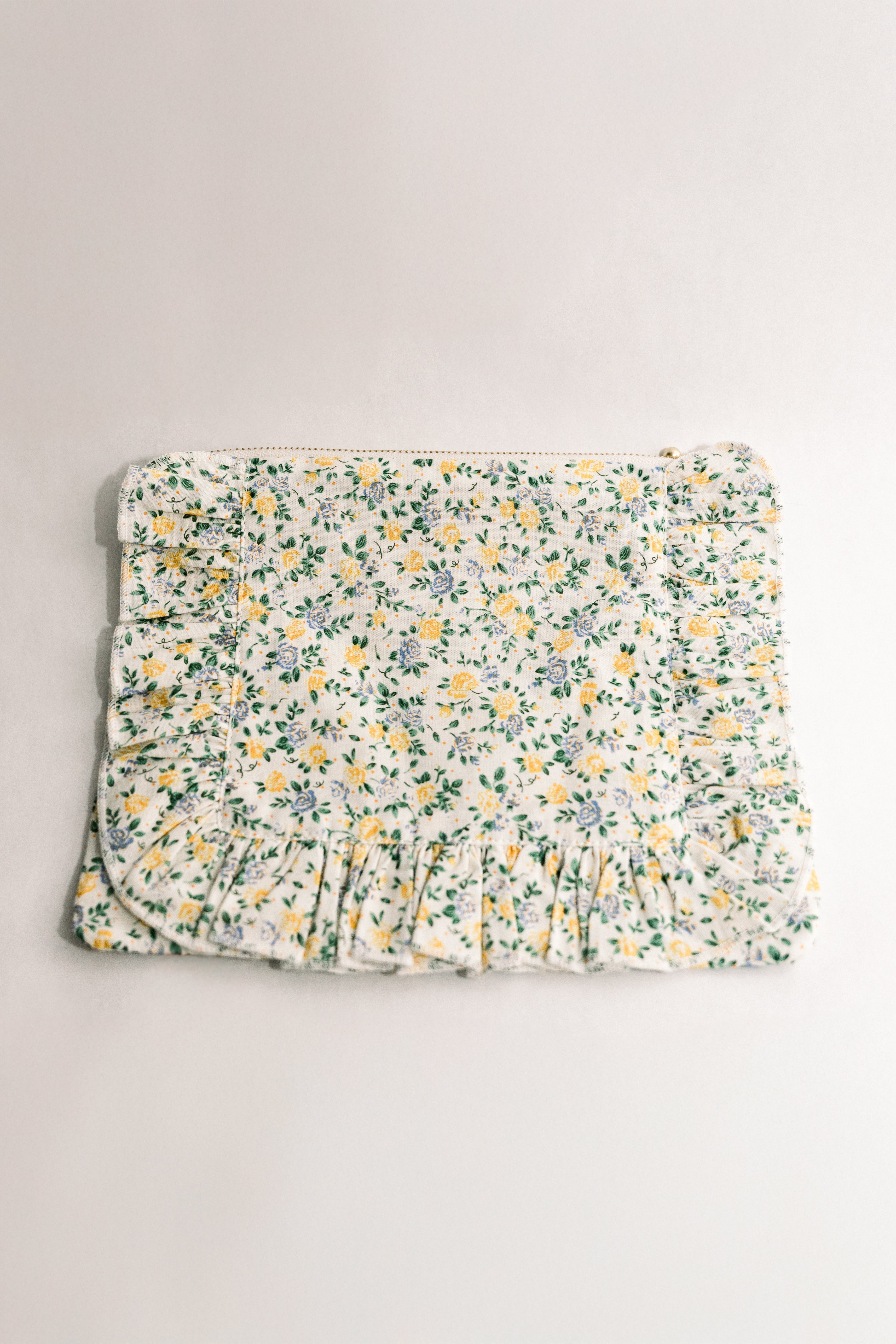 Buttercup Bloom | Timeless Floral Ruffle Zipper Pouch