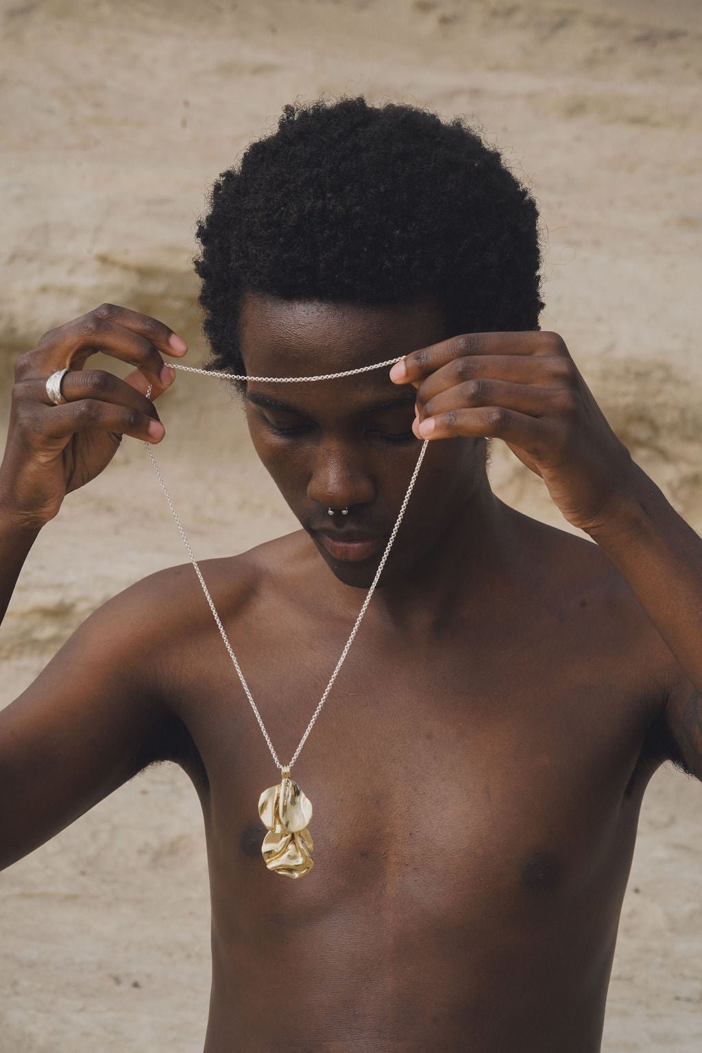 Aeolian Folded Double Pendant Necklace - Gold or Silver