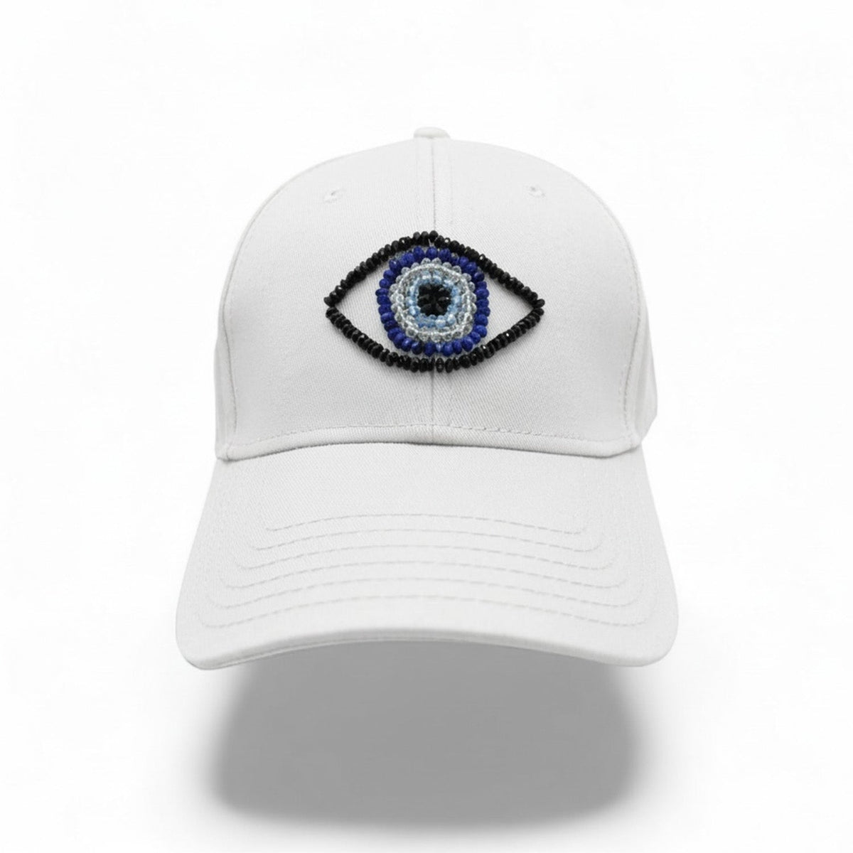 The Energy Project - Evil Eye Hat - Hand-Beaded, Natural Crystals