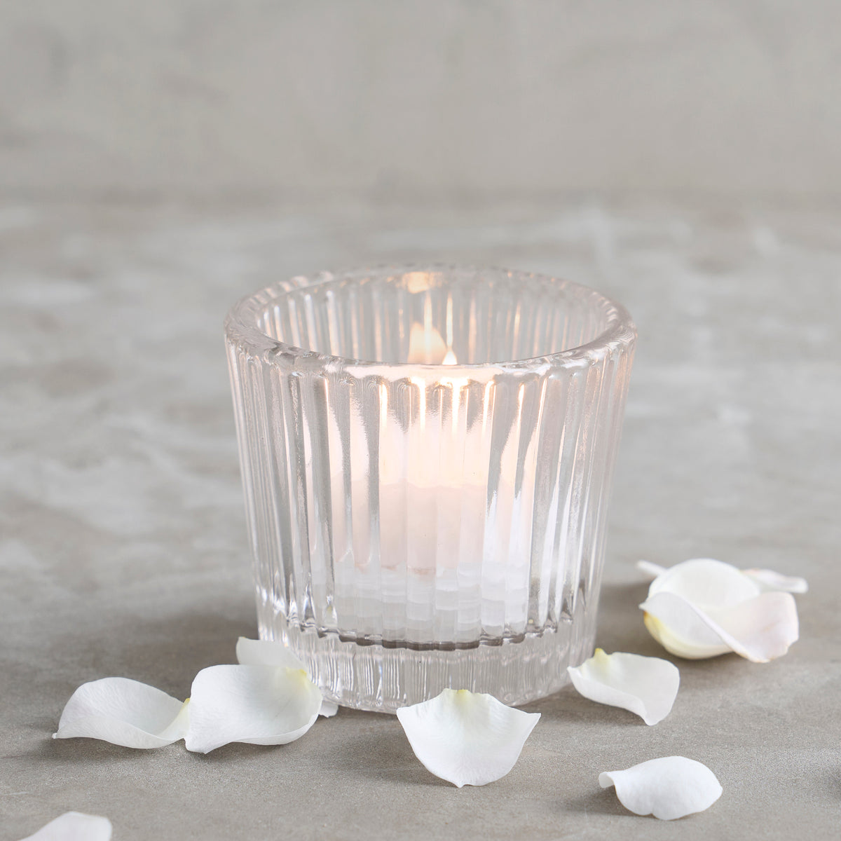 Pressed Clear Glass Tealight / Votive Holders - Set of 4