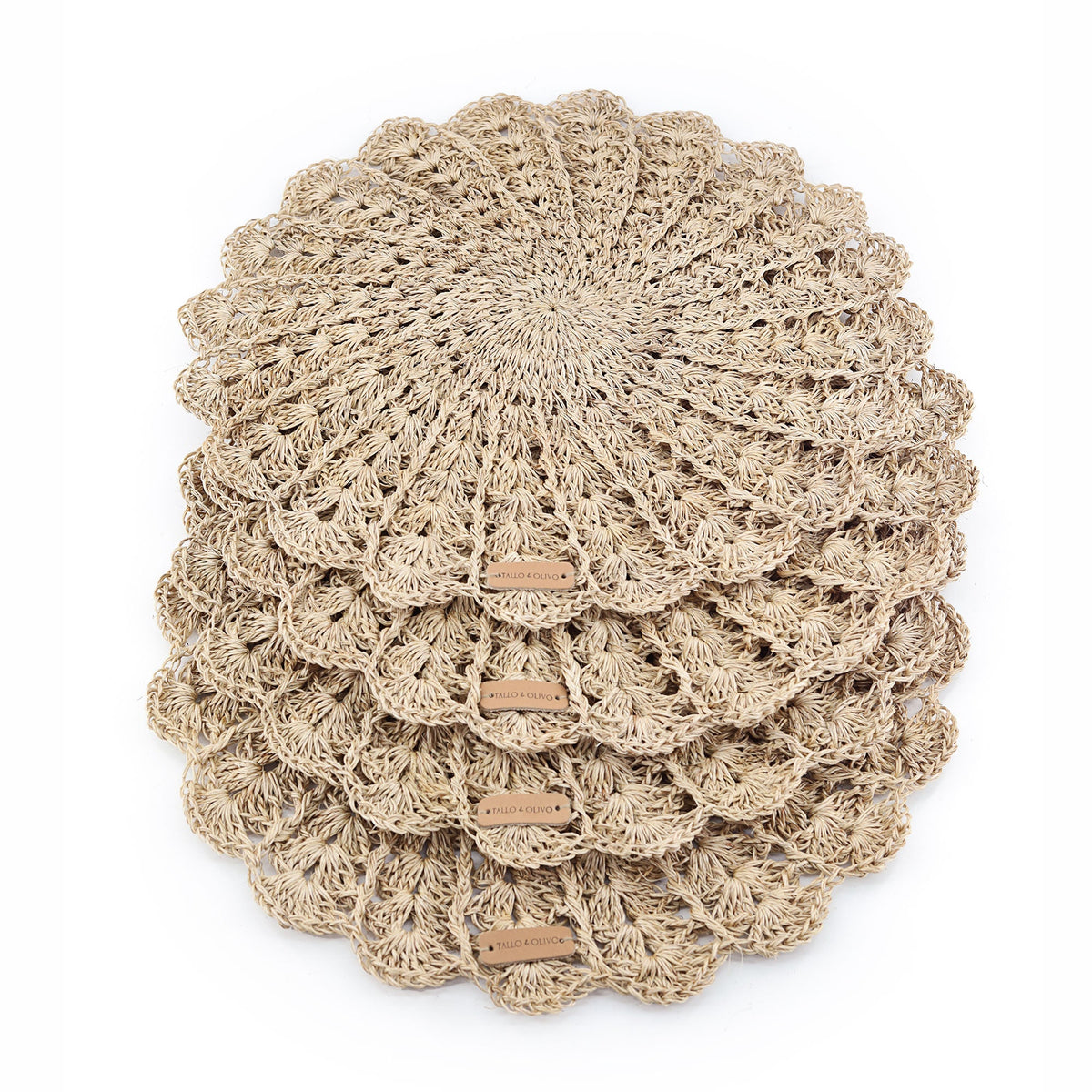 S/4  Hand Crocheted Round Placemat - Gio