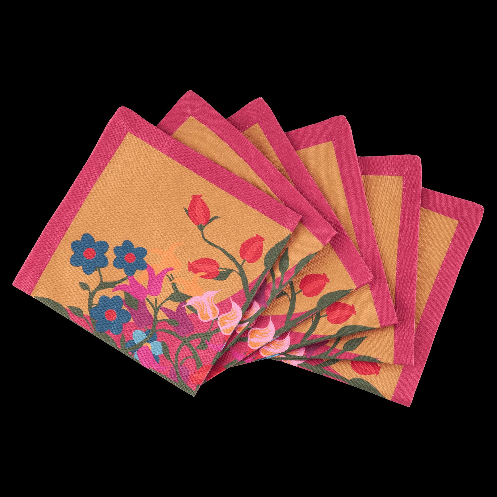 6 Napkins Blumen Orange