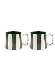 Ceramic Olive Stripe  Coffee cup - 3.5 x 2.5 Inches (Set of 2)