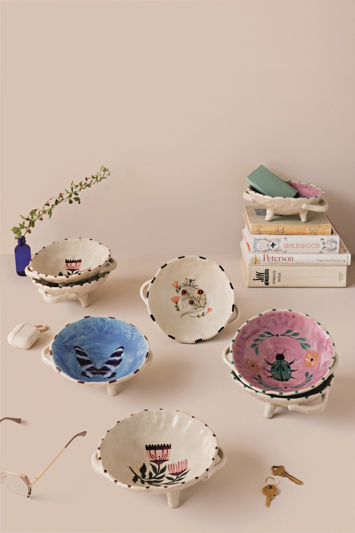 Set of 2 Footed Bowl Catbloom