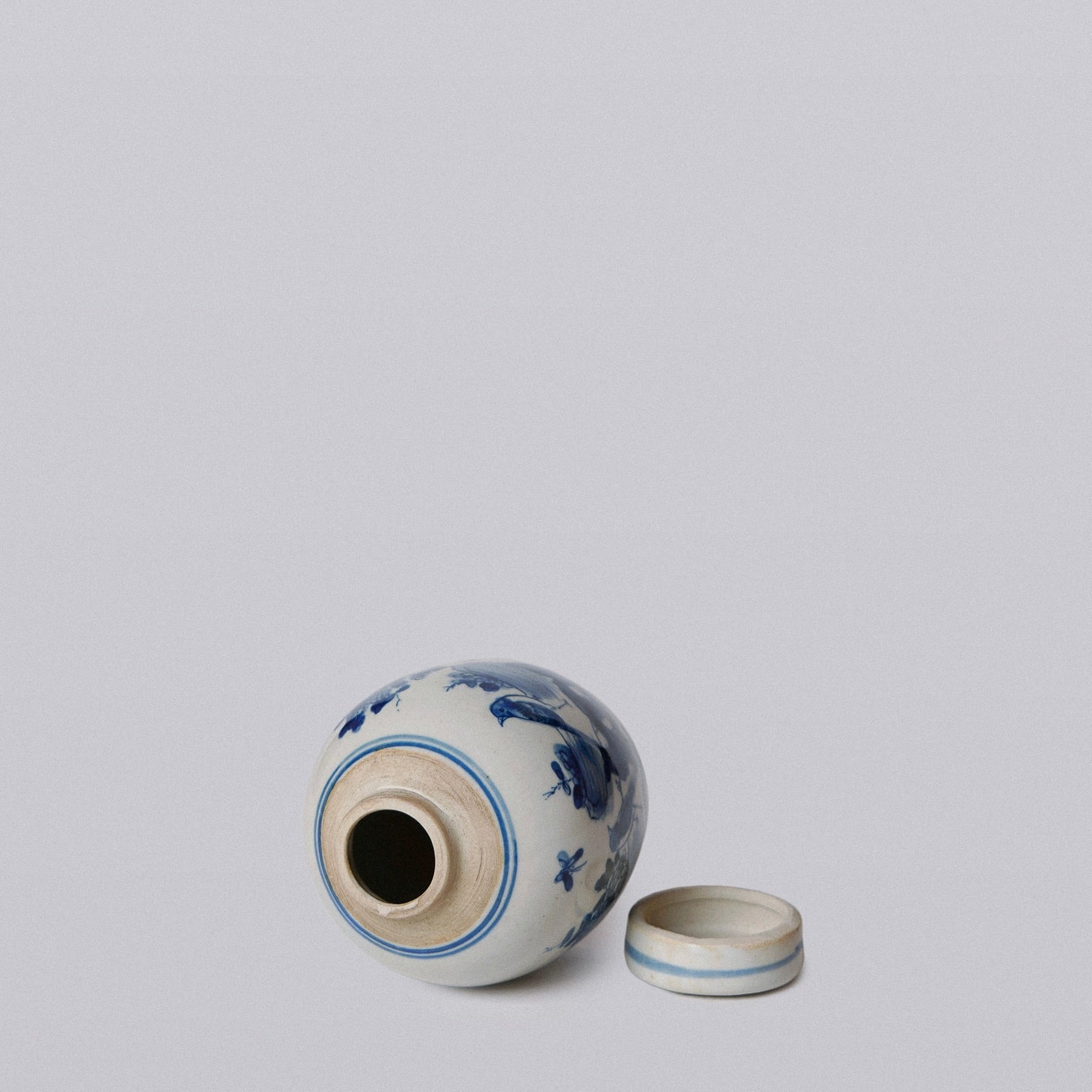 Blue and White Porcelain Mini Bird and Flower Round Jar