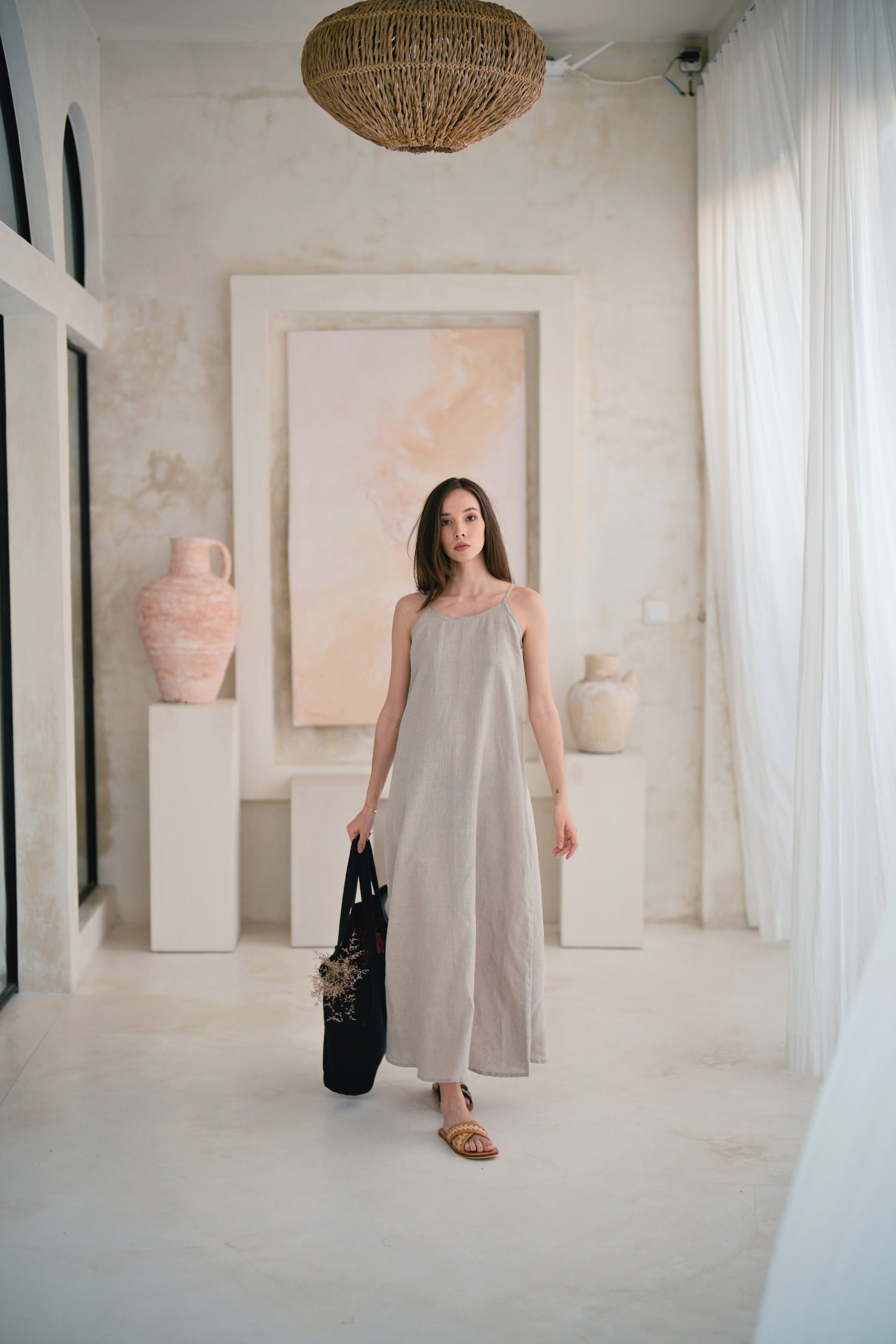 Maya Linen Dress in Natural