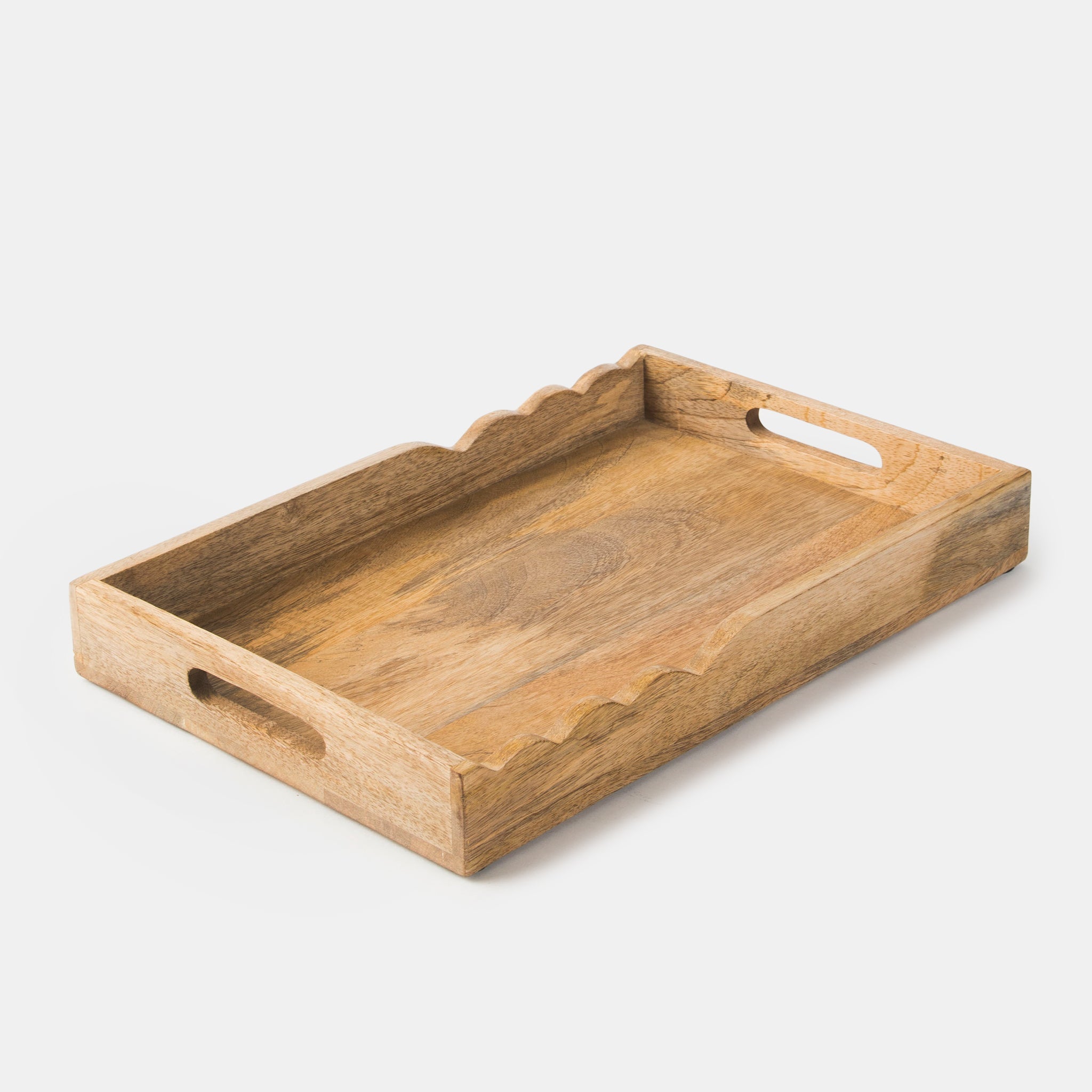 Handcarved Scalloped Elegance Mangowood Tray