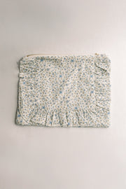 Bluebell Charm | Timeless Floral Ruffle Zipper Pouch