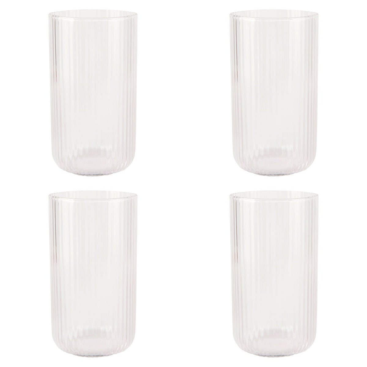 Set of 4 Tumbler 17oz Fluted Clear