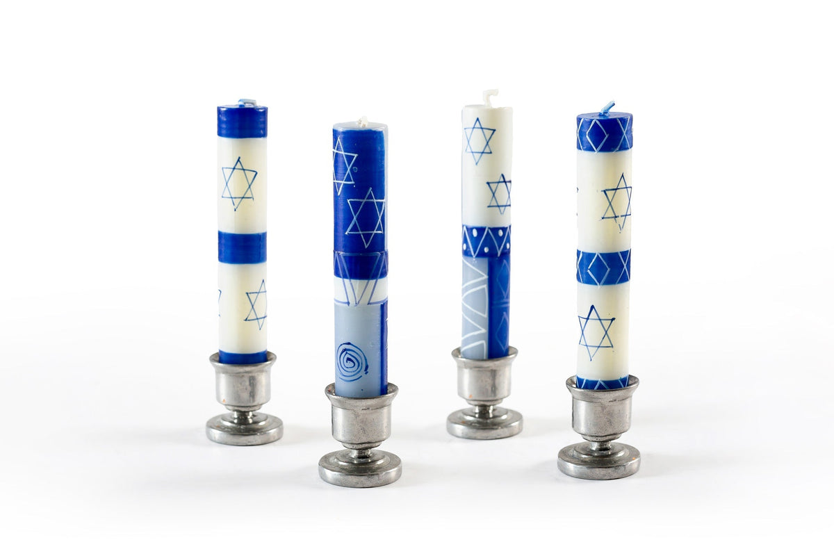 Shabbat Star of David Painted Candles
