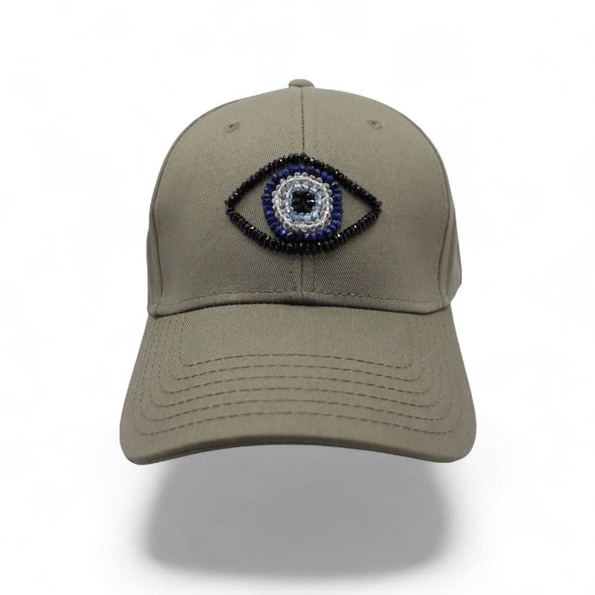 The Energy Project - Evil Eye Hat - Hand-Beaded, Natural Crystals