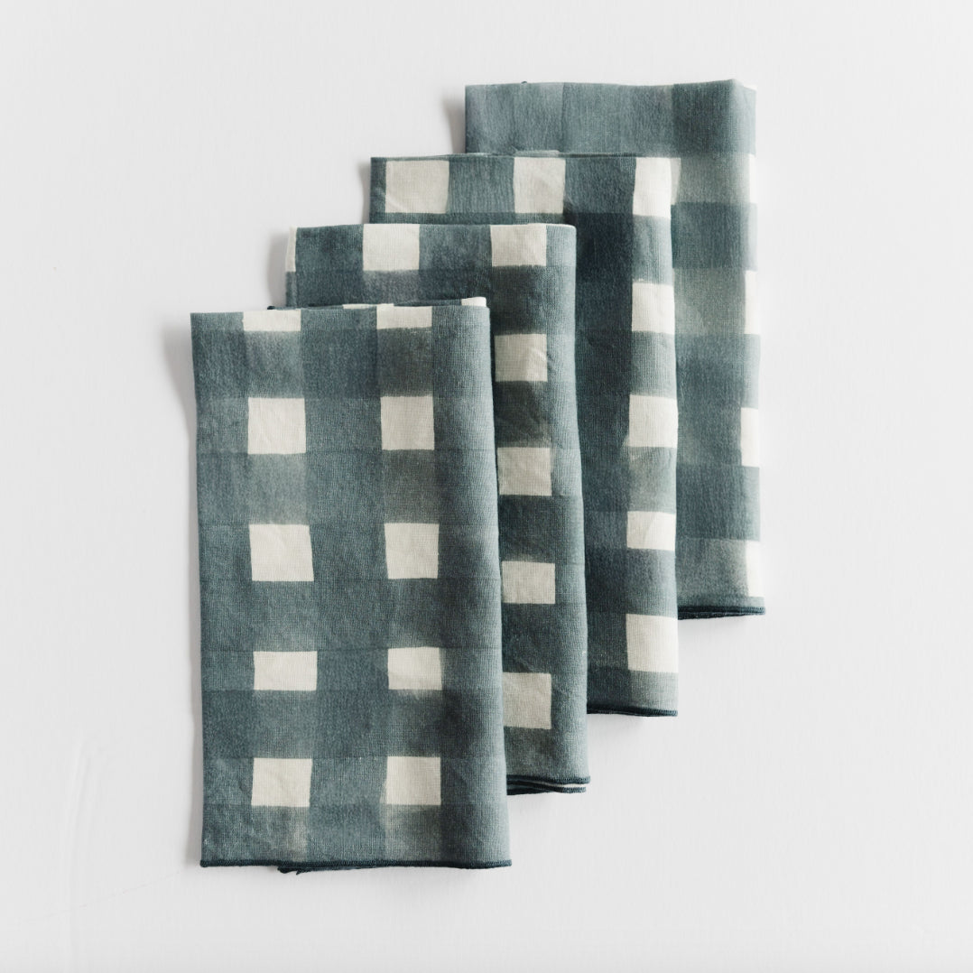 Blue Cross-Hatch Napkin Set of 4