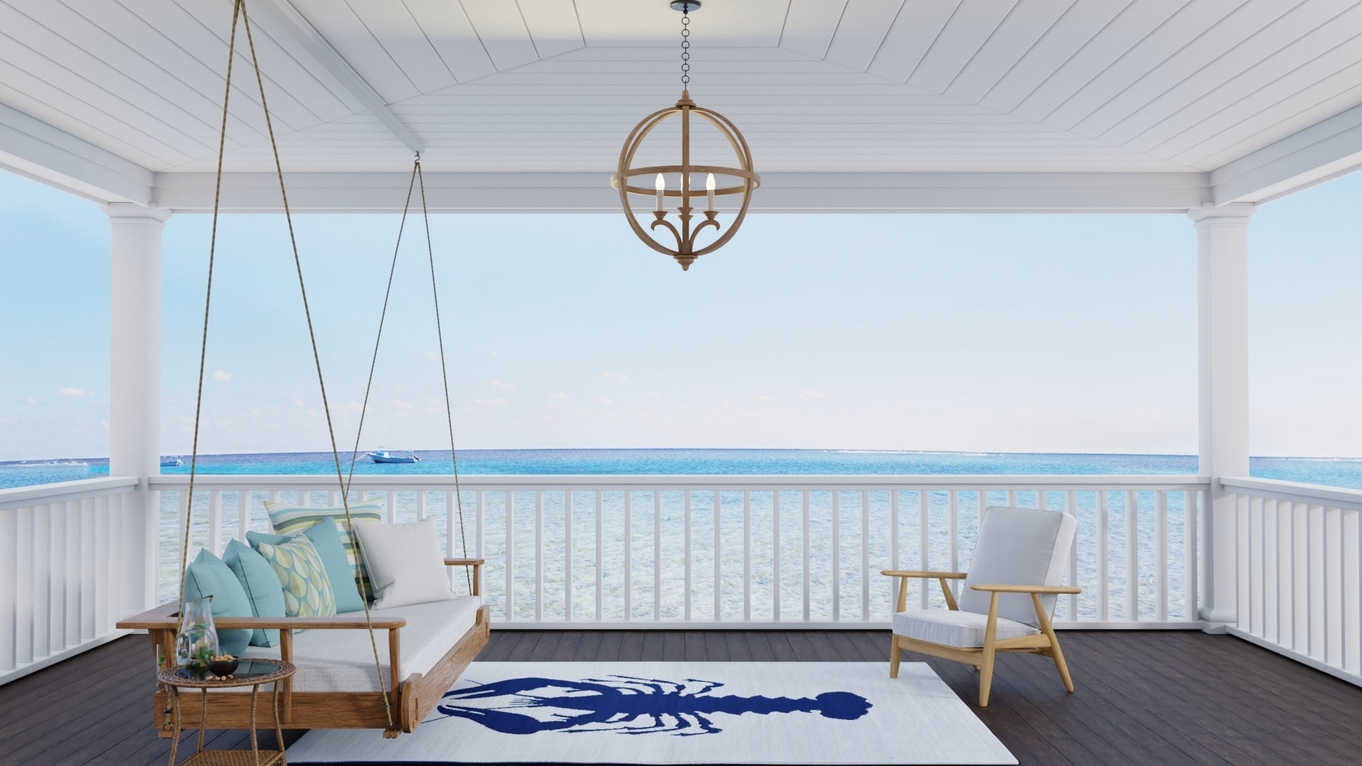 Lobster Blue & White