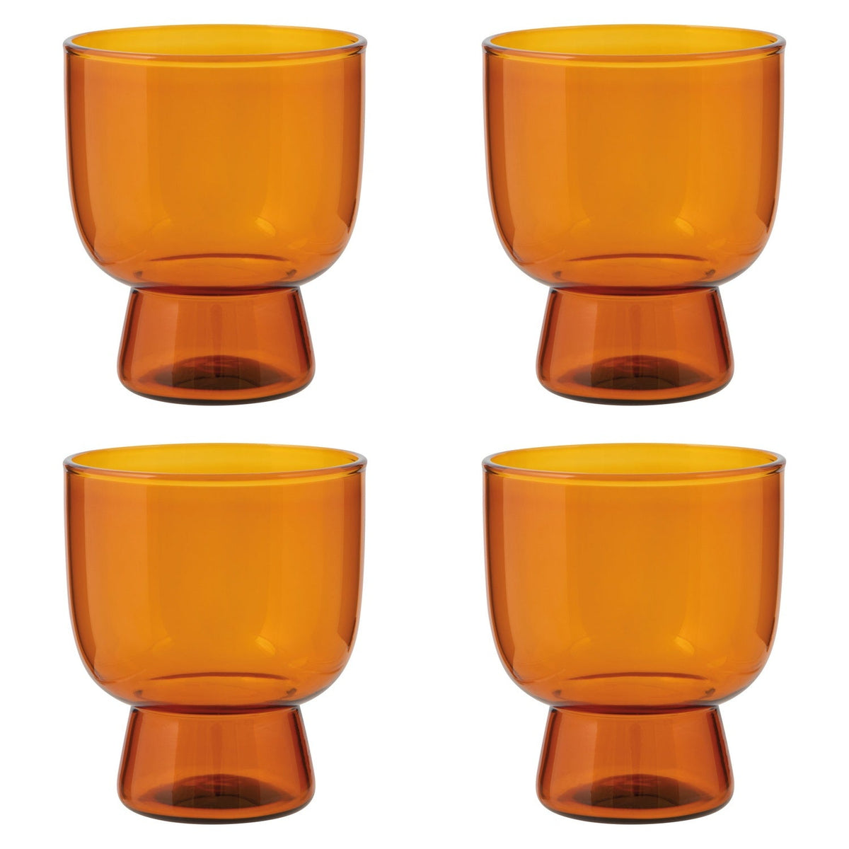 Set of 4 Tumbler 7oz Pedestal Amber