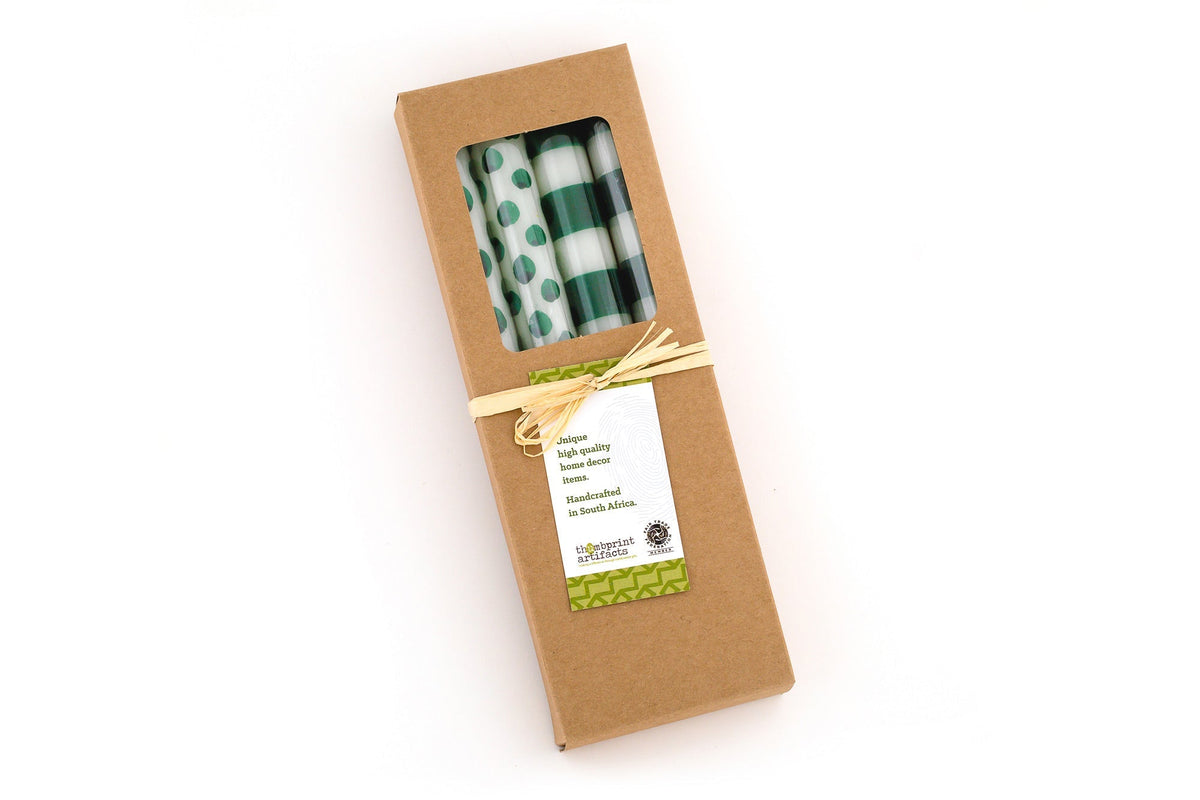 Green Dots & Stripes Tapers - Gift Box of 4