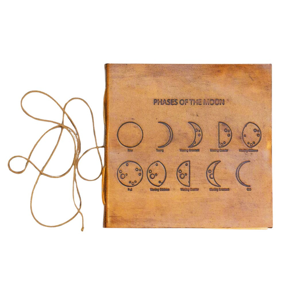 Moon Phases 7x7 Artists Embossed Leather Journal