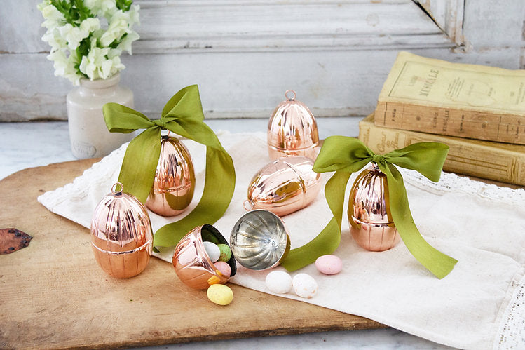 CMK Vintage Inspired Copper Handmade Egg Ornaments Set/4