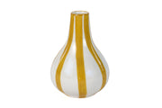 Ceramic Stripe  bud vase, Yellow-  3.5 x 3.5 x 4.75 Inches ( Set of 4 )