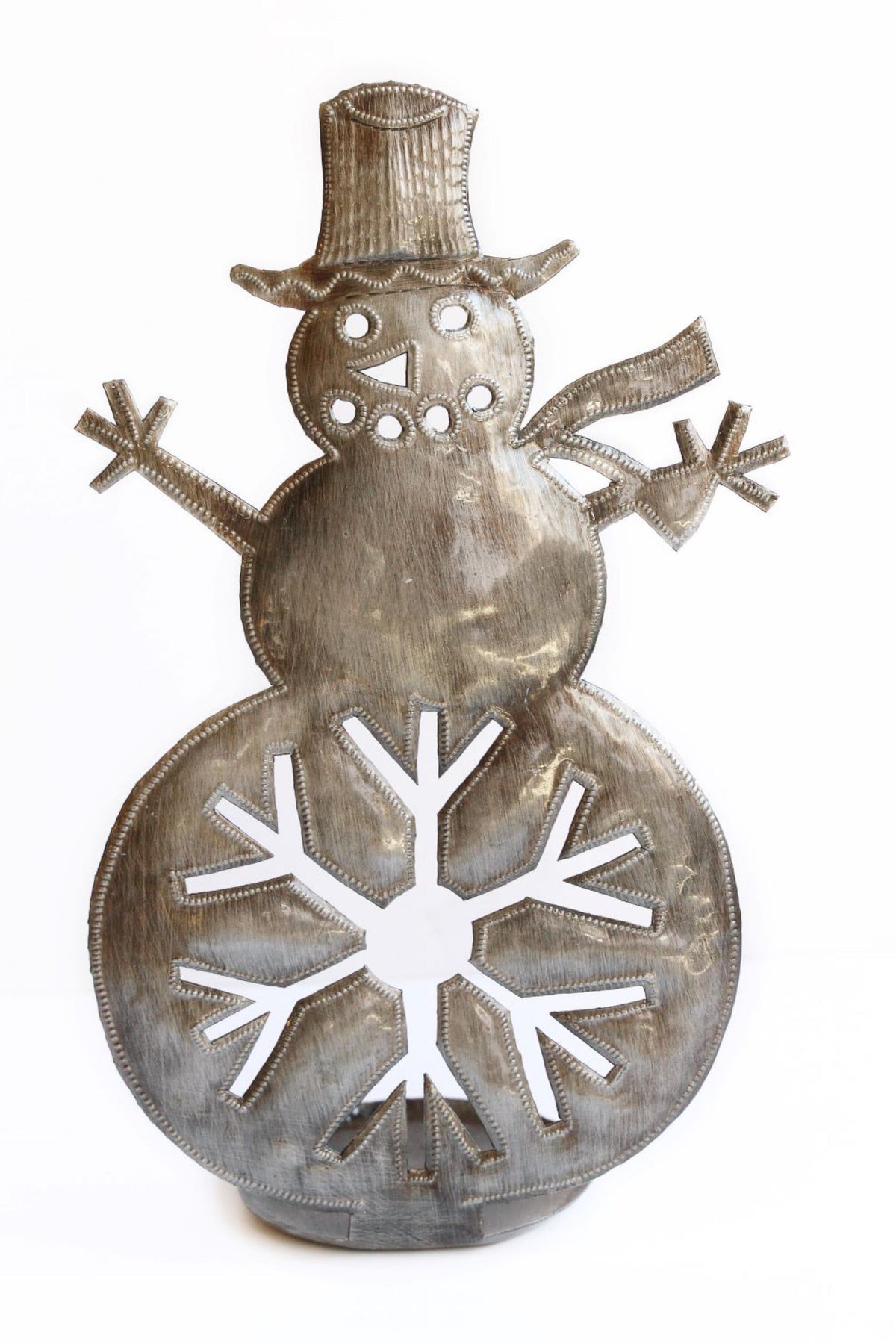 Snowflake Snowman Freestanding Metal Art