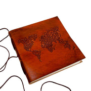 World Map 7x7 Artist Handmade Leather Journal