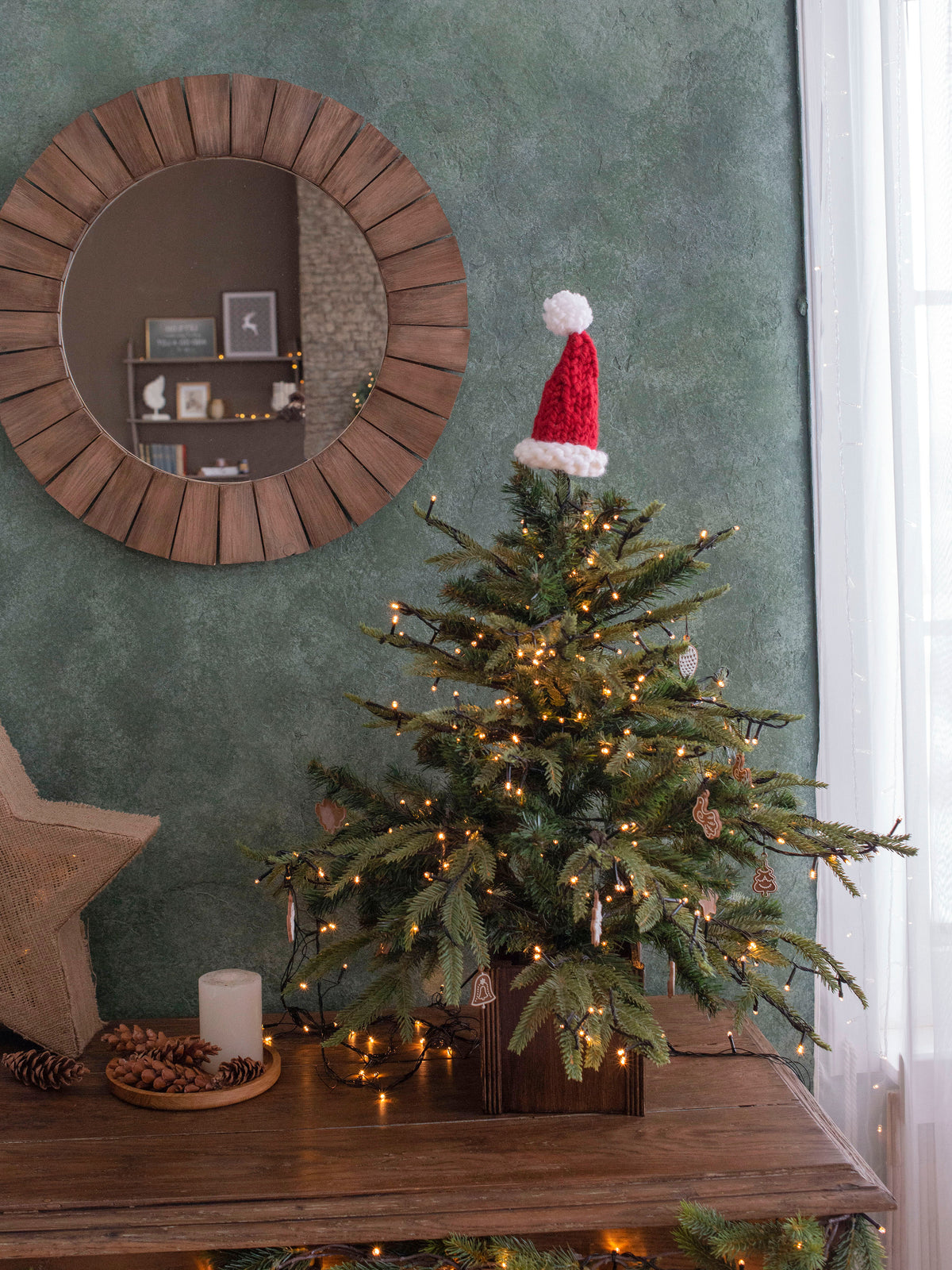 Knitted Santa Hat Christmas Tree Toppers