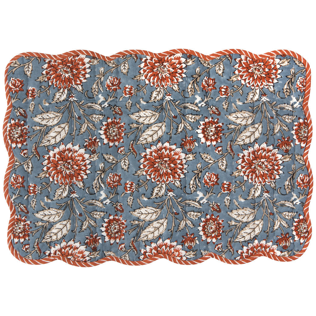 Set of 6 Dahlia Block Print Kantha Placemat