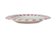 Ceramic Stripe Dinner Plate,  Red- 10 x 10 x 1.25 Inches ( Set of 2 )