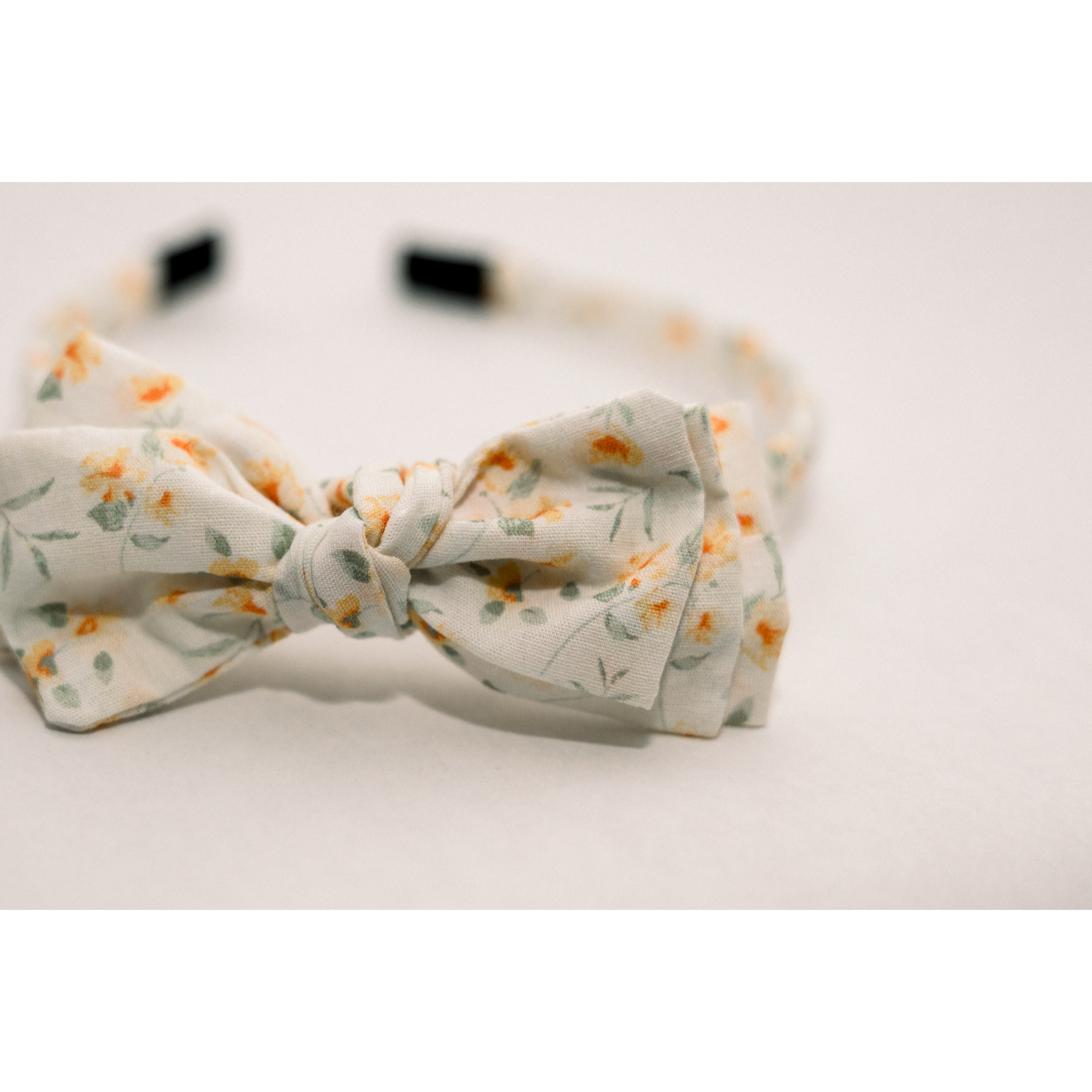 Three Little Bows Headband- Lemon Blossoms