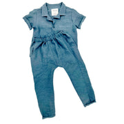 Carter Linen Pant Set- Blue Wave