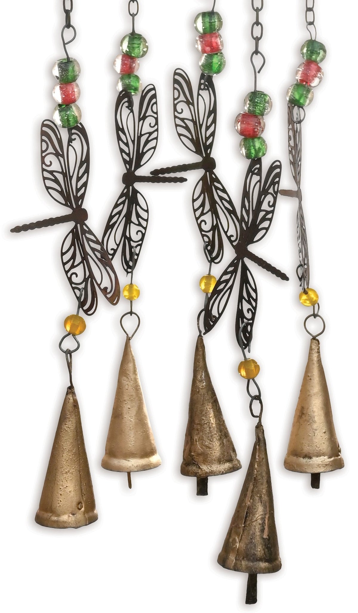 Blissful Dragonfly Bell Chime, Antique Finish