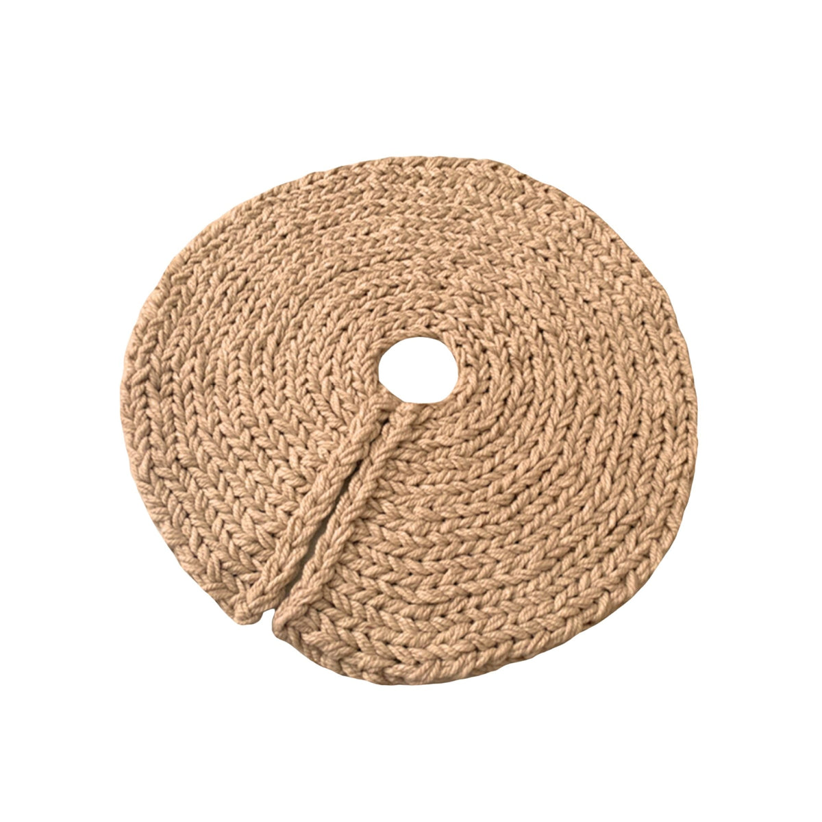 Beige Chunky-Knitted Christmas Tree Skirt | US Stock