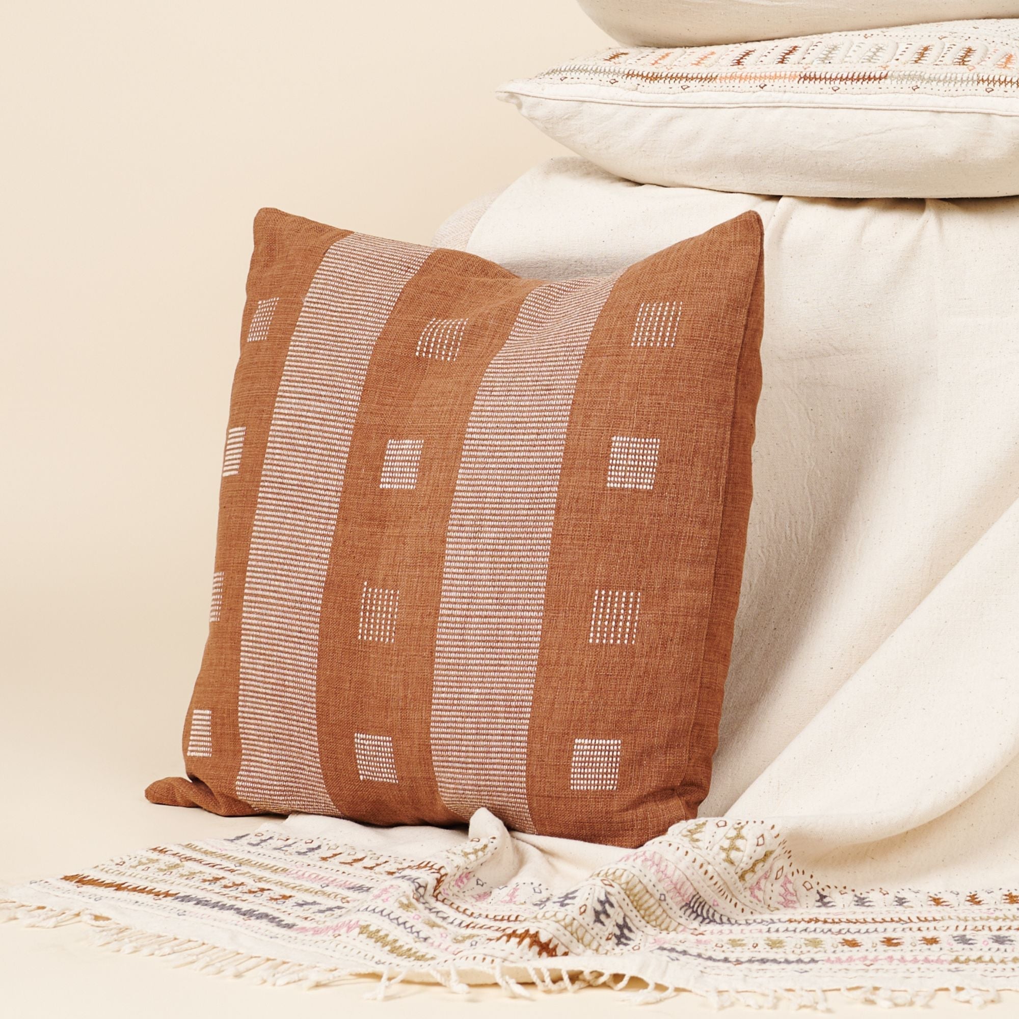 Chokor Nira Brown Organic Cotton Handloom Pillow