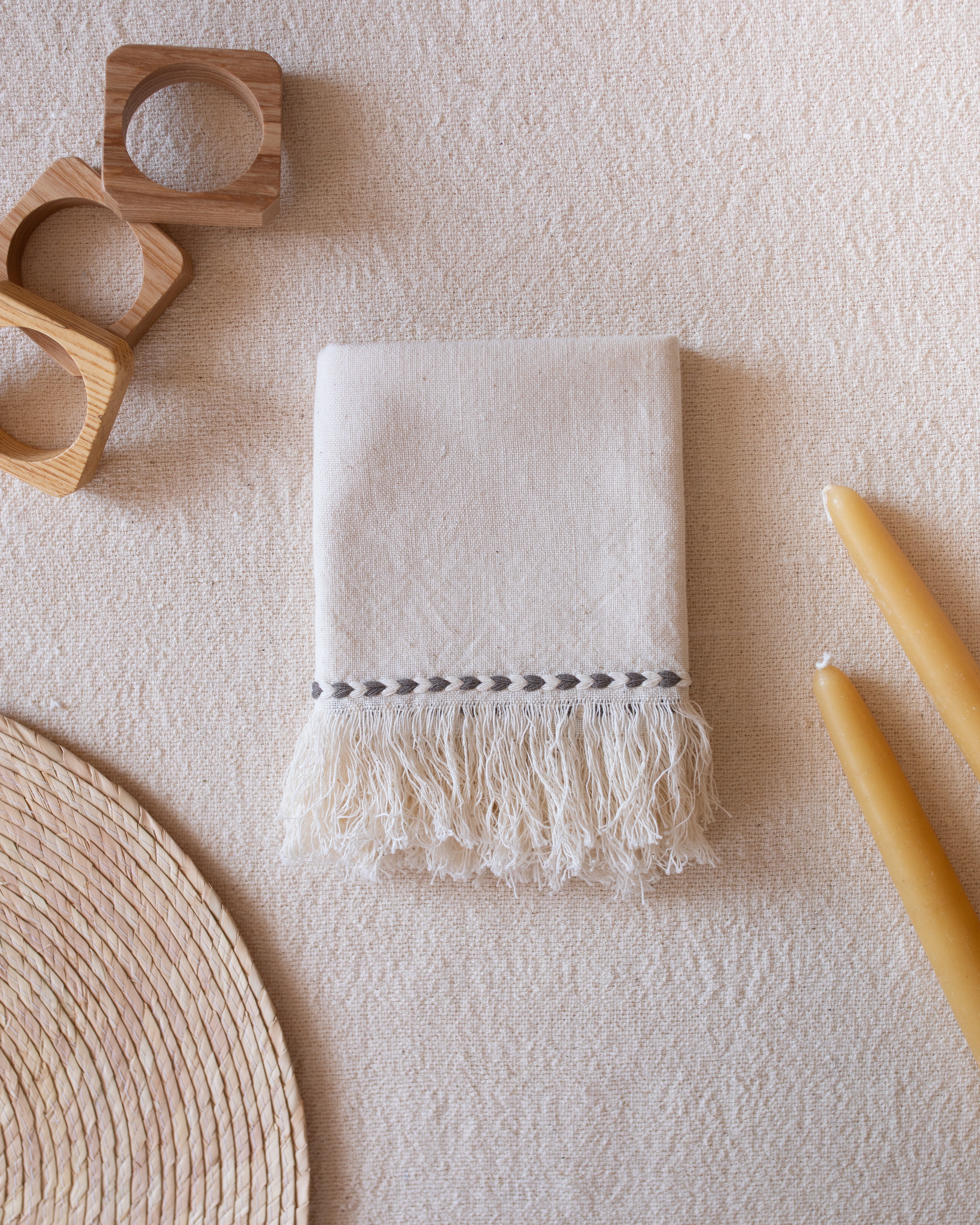 Gray Braid Detail Napkin | Set of 2