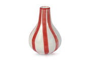 Ceramic Stripe  bud vase, Red -  3.5 x 3.5 x 4.75 Inches ( Set of 4 )