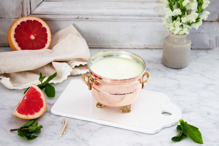 CMK Vintage French Inspired Grapefruit Mint Jardinière Candle