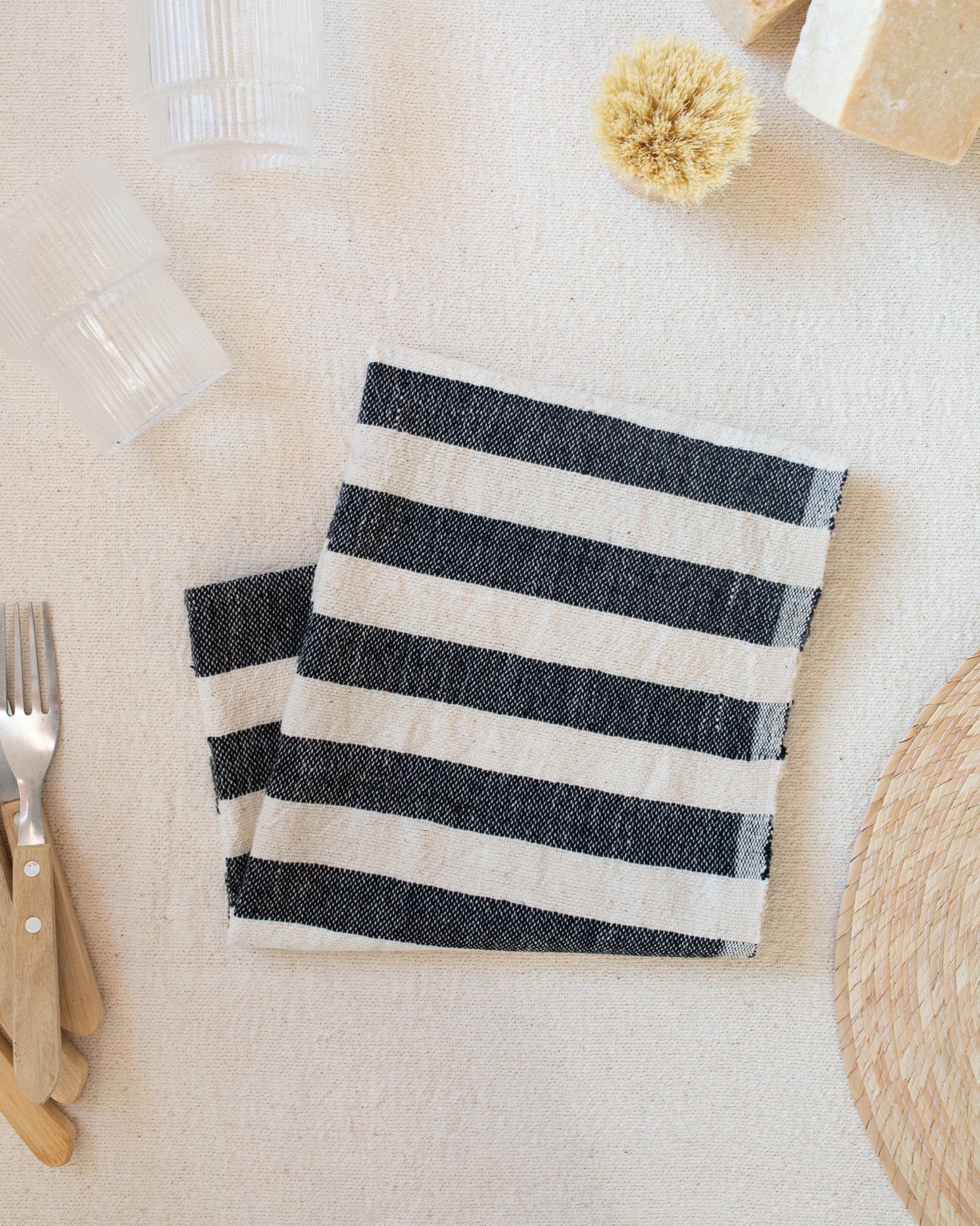 Black Stripe Hand Towel