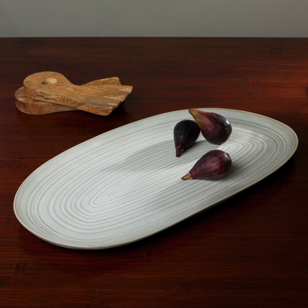 Set of 4 Oval Platter 15" Aquarius Sage
