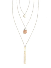 Triple Strand Multi-Way Pendant Necklace - Silver