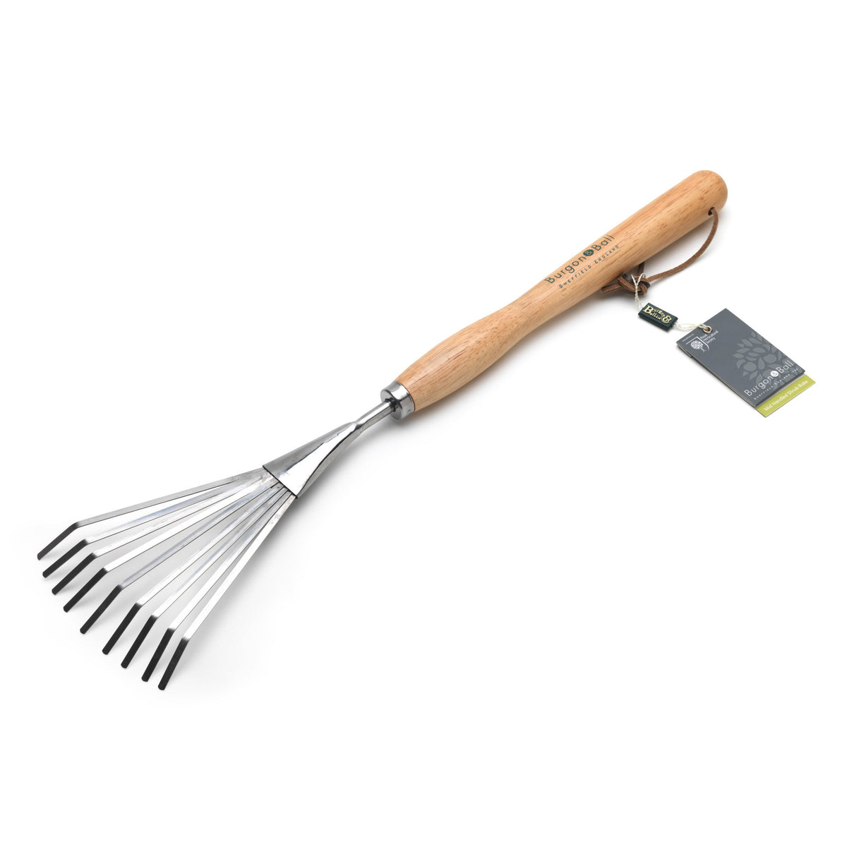 Burgon & Ball® Mid-Handled Stainless Steel Shrub Rake, RHS Endorsed